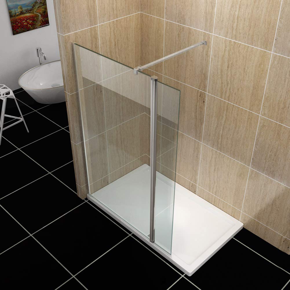 Buy ELEGANT 800mm Easy Clean Walk in Wetroom Shower Enclosure Panel 8mm Glass Screen with 1400 x