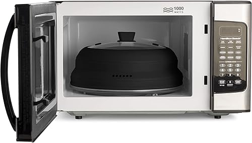 Miniatura 2 de Godinger Cubierta para salpicaduras de microondas, cubierta de microondas para alimentos, tapa de placa plegable con mango de fácil agarre, vidrio