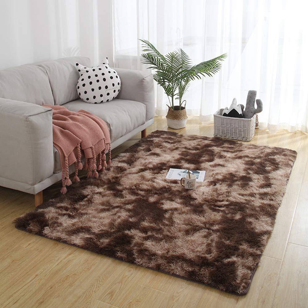 YAOTT Tapis Gradient Doux Shaggy Tapis Moelleux Au Sol Fausse Fourrure Tapis Long Cheveux Lavable Antidérapant Décoratif Moquette Moderne Pour Chambre