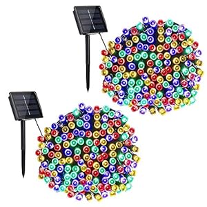 Toodour Solar Christmas Lights, 2 Packs Total 144ft 400 LED 8 Modes Solar String Lights, Waterproof Solar Outdoor Christmas Lights for Garden, Patio, Fence, Balcony, Christmas Tree Decor – Multicolor