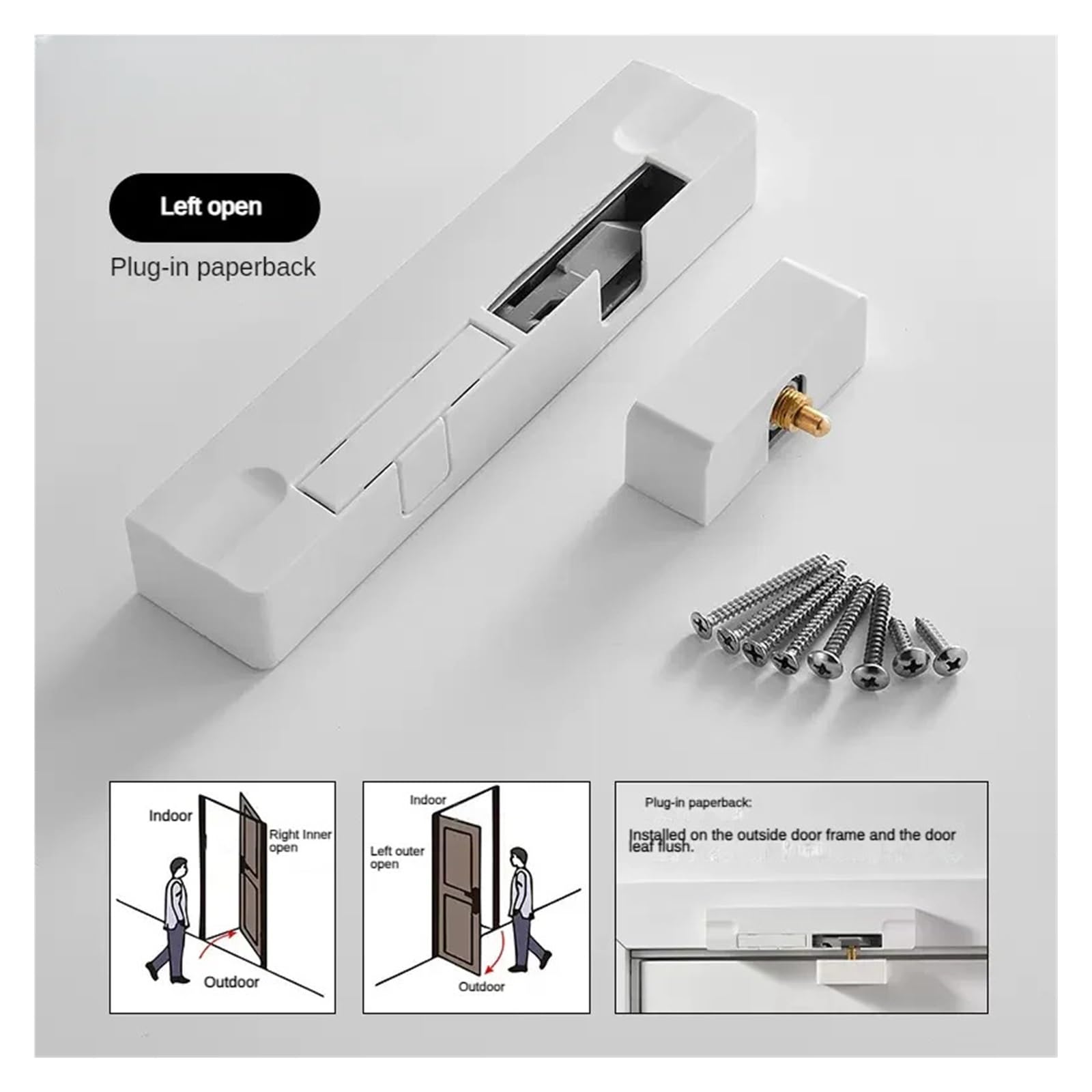 chiudiporta a molla chiudiporta automatico a induzione fermaporta attrezzatura for chiusura automatica porte supporto silenzioso hardware posizionamento e arresto tampone(Brownright Side Open)
