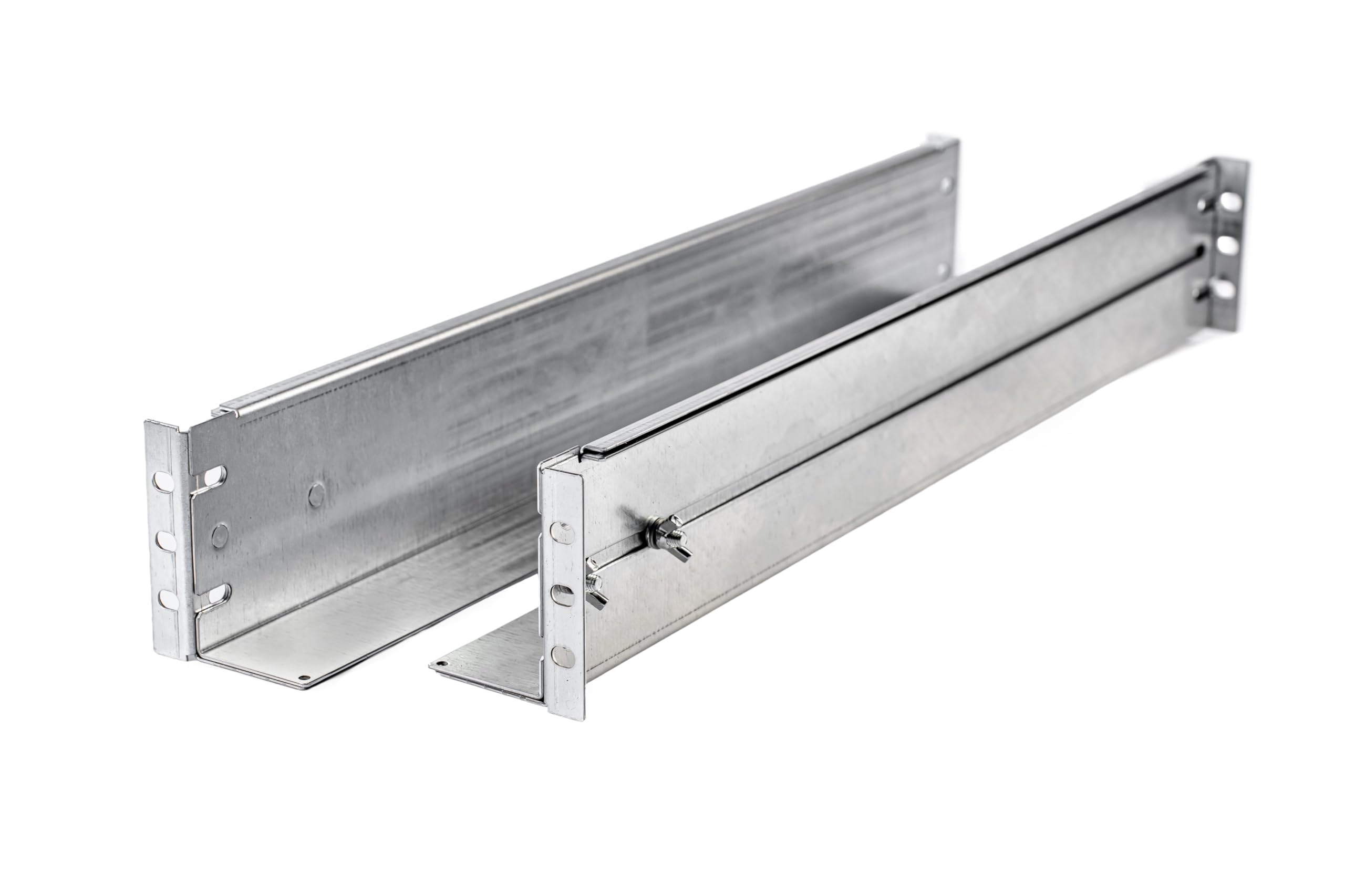SABAJ M&D Guías Universales Rack 19" 2U, Regulables 575-1050 mm, 80 kg | Acero, norma EIA-310, 4 postes; para armarios de 800-1200 mm de fondo externo; servidores, SAI, switches y audio