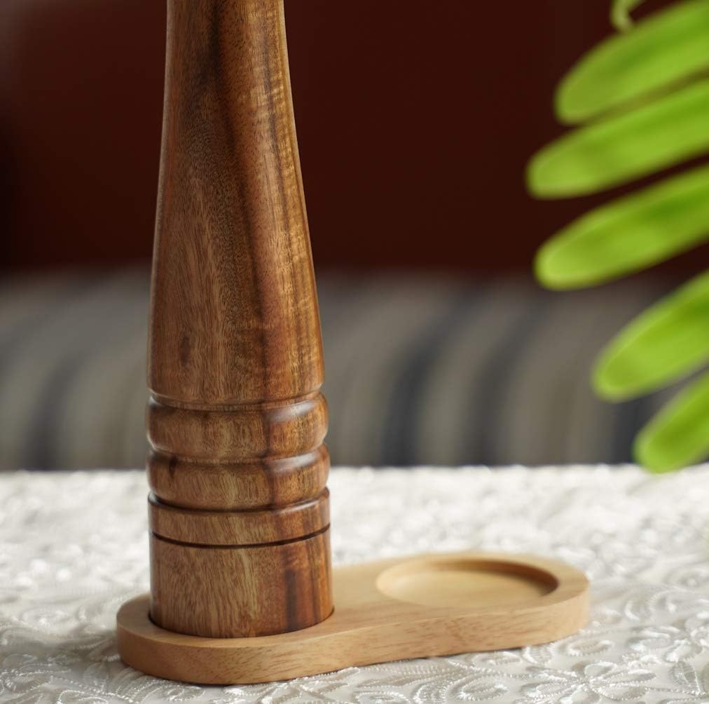 Salt and Pepper Mill Tray, Inner Dia 5.5 cm /2.17 inch, Rubber Wood, Pepper Grinder Rest, Dining Table Protector (Pepper Mill and Salt Mill are not Included)