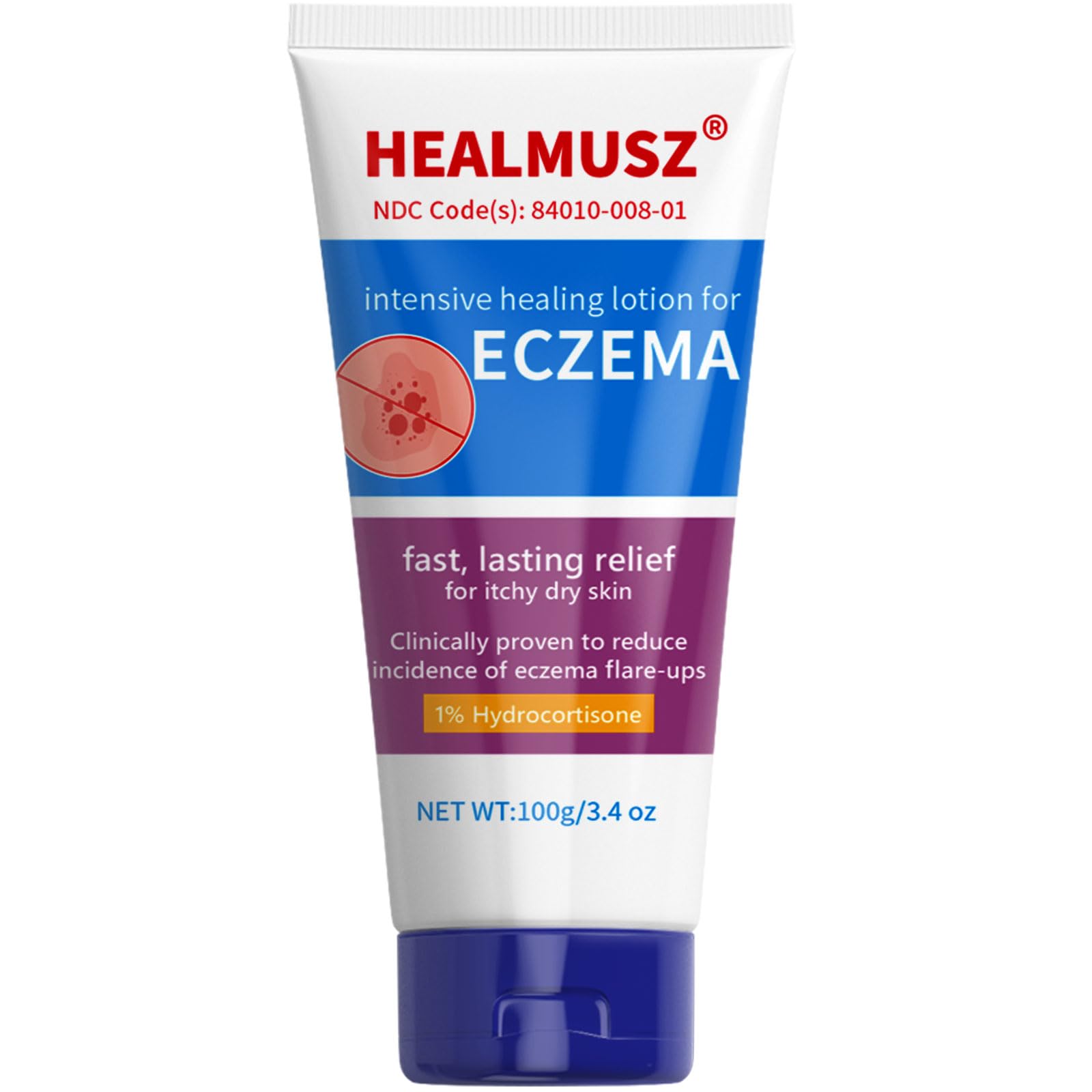 HEALMUSZ Eczema Cream, Maximum Strength 1% Hydrocortisone Relief Anti-Itch Cream Intensive Healing Lotion for Eczema-Prone & Dry Skin, Relief for Itching, Redness, Flaking and Irritated