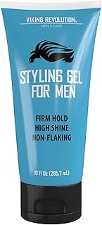 Viking Revolution Hair Gel for Men Strong Hold - Mens Hair Gel Extra Strength - Styling Gel for Hair Clear Hair Gel - Firm Hold Gel Hair High Shine Non-Flaking Curly Hair Gel (10oz)