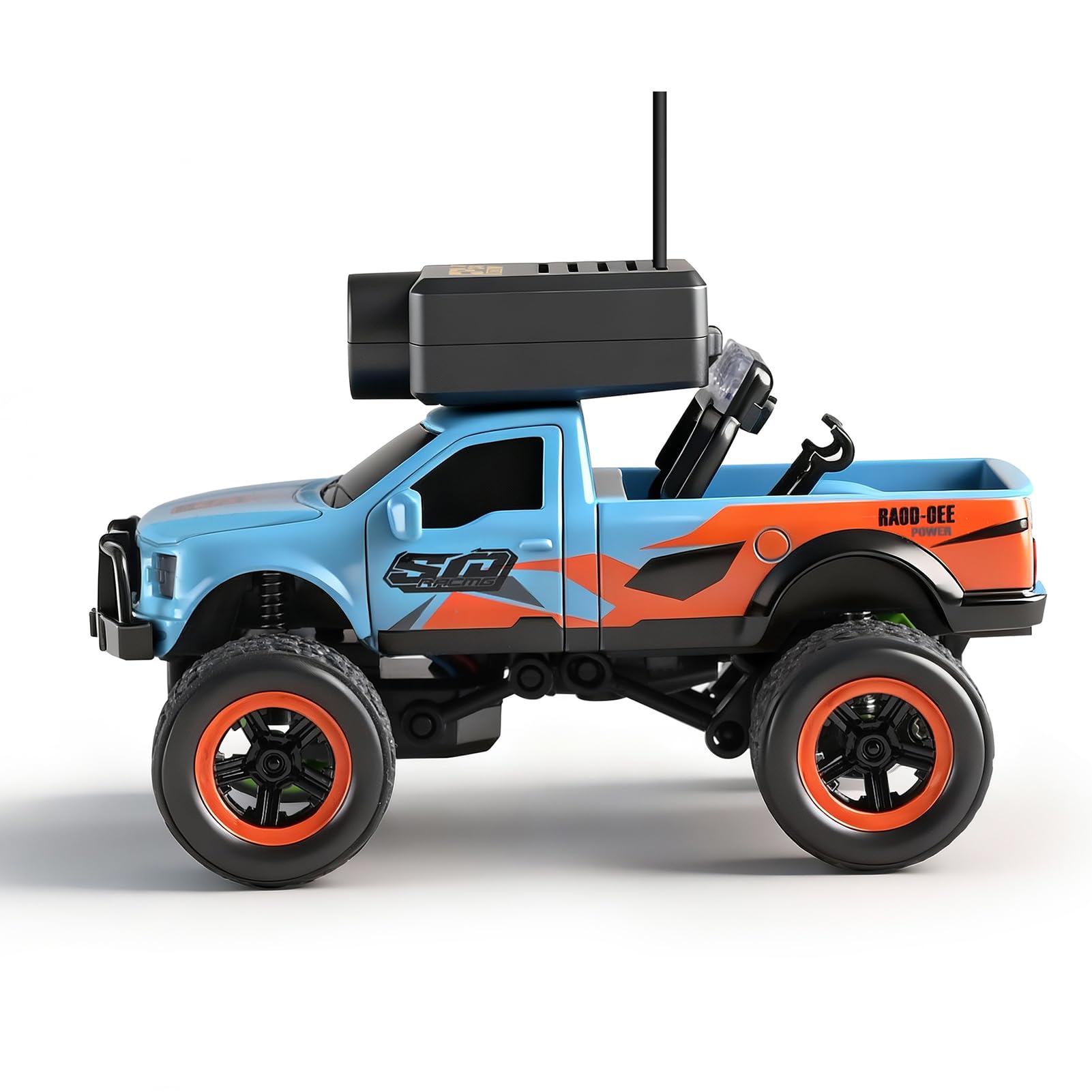 Alomejor Samochód Mini RC 1:64, Zdalnie Sterowany Pojazd Terenowy 2,4G 4WD FPV z kamerą HD, żyroskopem i Diodami LED, dla Dzieci i Dorosłych (BLUE)