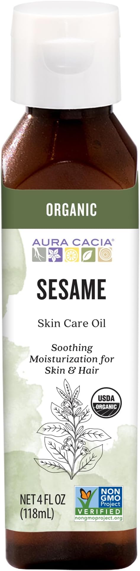 Aura Cacia Organic Skin Care Oil, Protecting Sesame, 4 Fluid Ounce