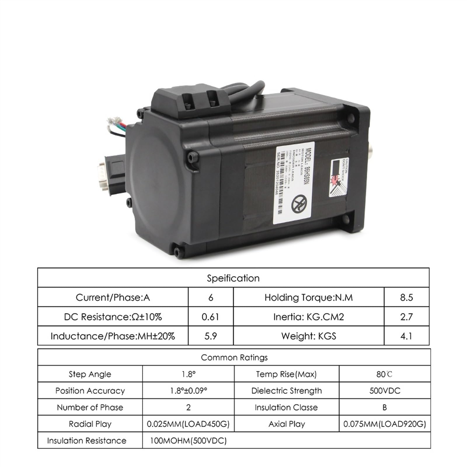 Nema 34 8,5 Nm Closed-Loop-Schrittmotor-Kit HBS86H + 86HS85N 1200Oz-in Hybrid-Schritt-Servomotor DC (30–110) AC (18–80 V)
