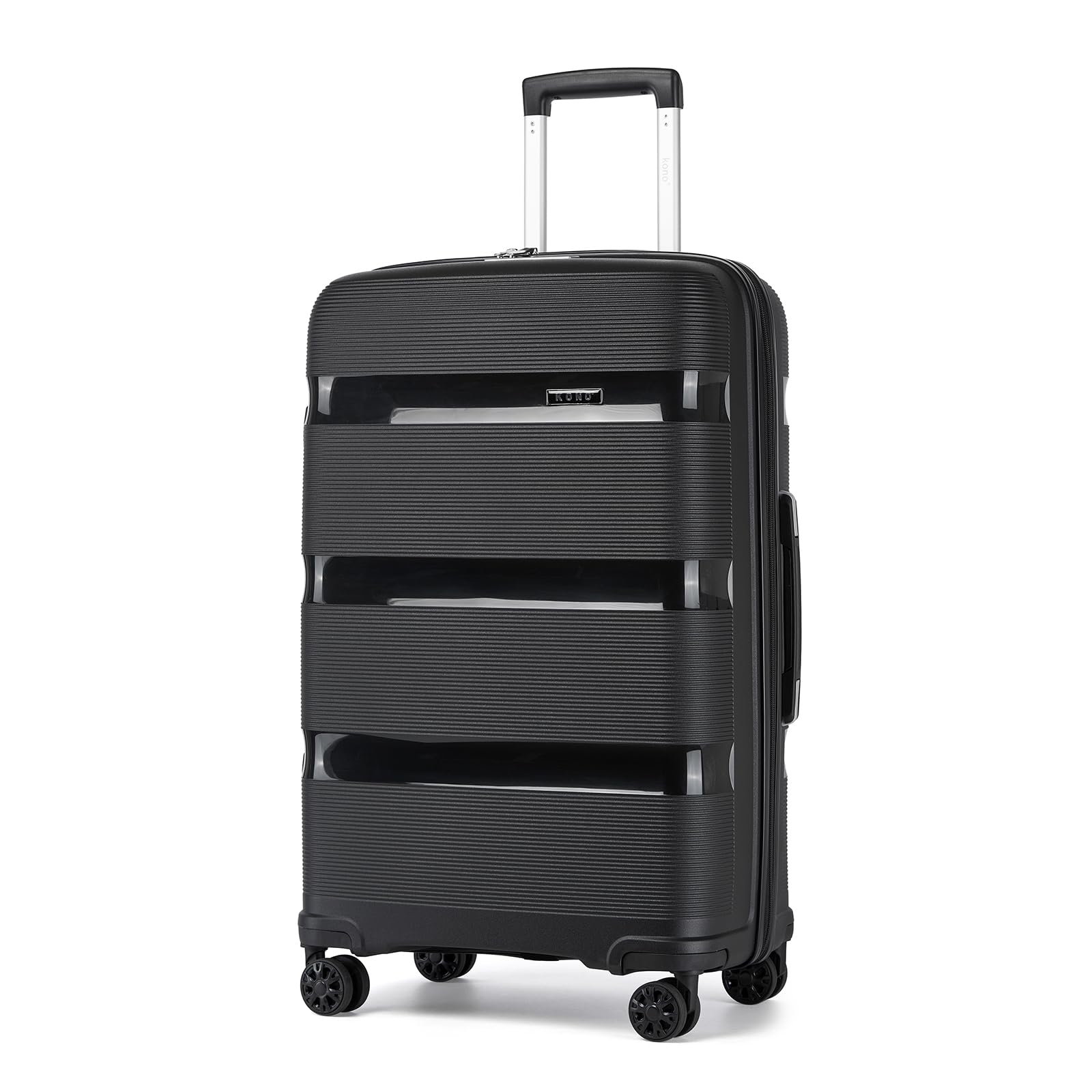 Kono 28 Inch Hard Shell PP Luggage, 4 Spinner Wheels Suitcase, Black