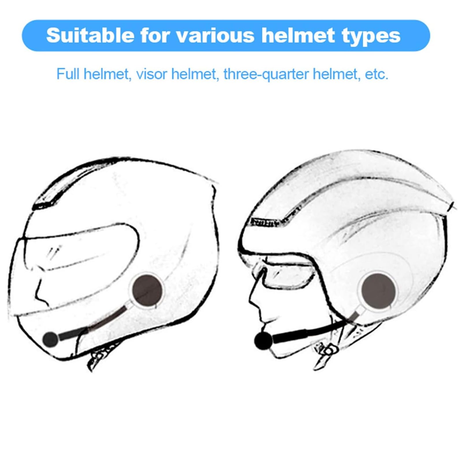 KSTE Kit Main Libre Moto, 1 Paire Casque Bluetooth de Moto BT Casque Haut-parleurs Soutien Appels Mains Libres