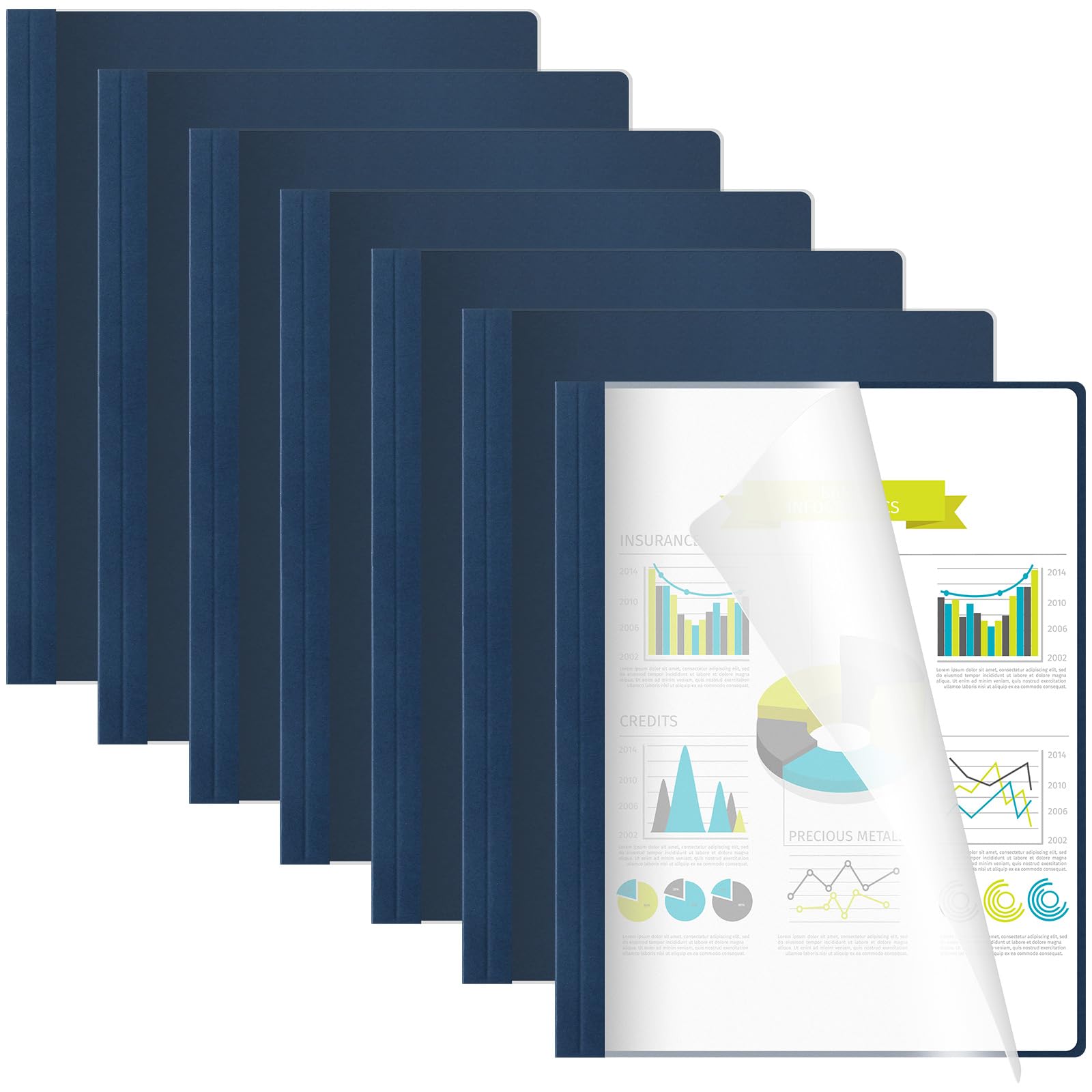 10 Pcs Thermal Binding Covers, 8.5 x 11 Inch Letter Size, 1 Inch Spine Holds 240 Sheets, Clear Front Paper Back Report Cover Suitable for Schools Offices Presentation(Blue)