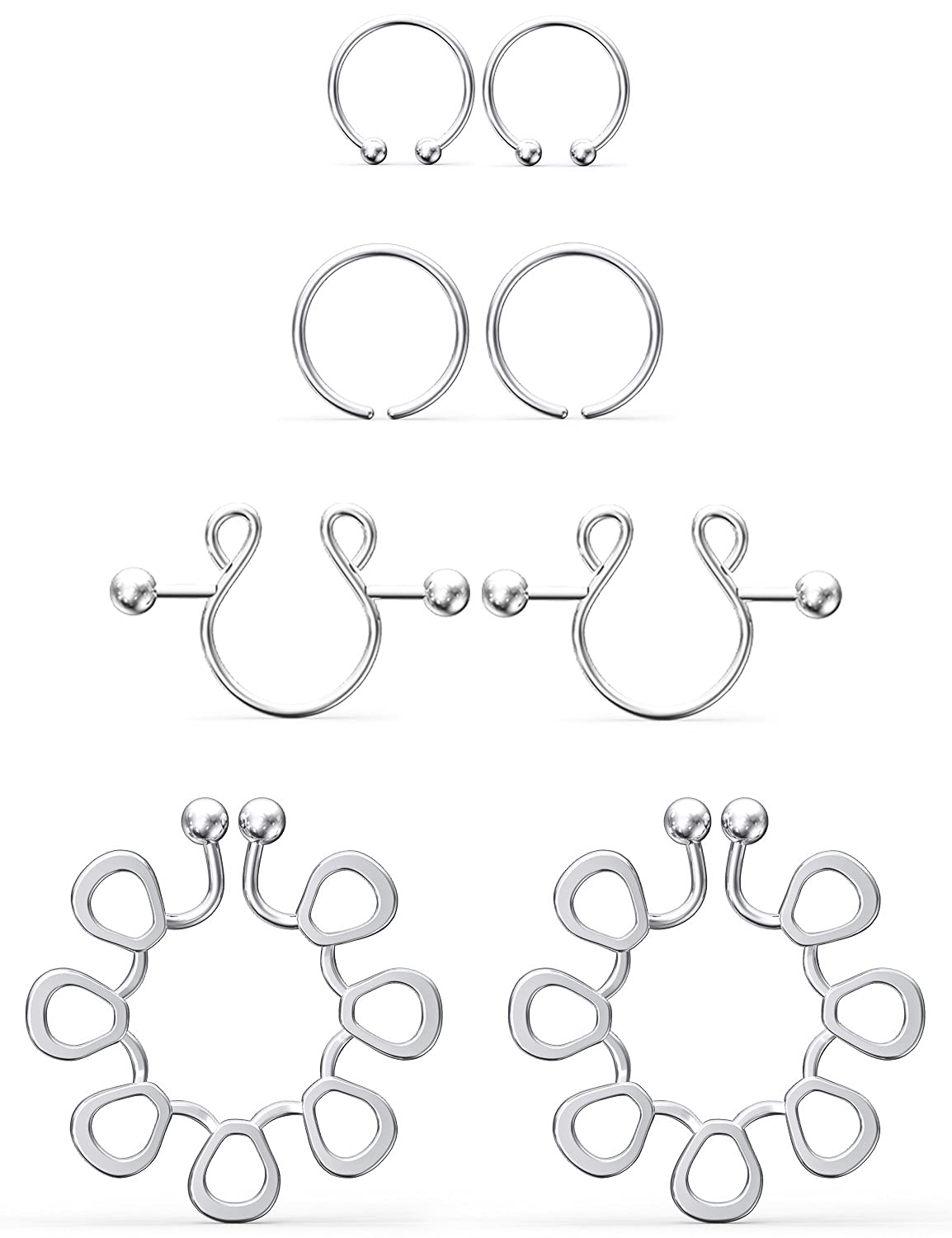 Jenxnjsjo Fake Nipple Rings, Fake Nipple Piercing, Faux Nipple Piercing, Nipple Rings Non Piercing, Non Piercing Nipple Rings, Fake Nipple Ring, Fake Nipple Piercings, Faux Nipple Rings for Women