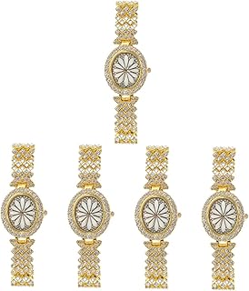 5 Peças Relógio Feminino Relógio De Pulso Feminino Para Mulheres Decoração De Strass Relógio De Pulso De Strass Para Mulheres Relógio De Fitness Relógio De Lazer Relógio