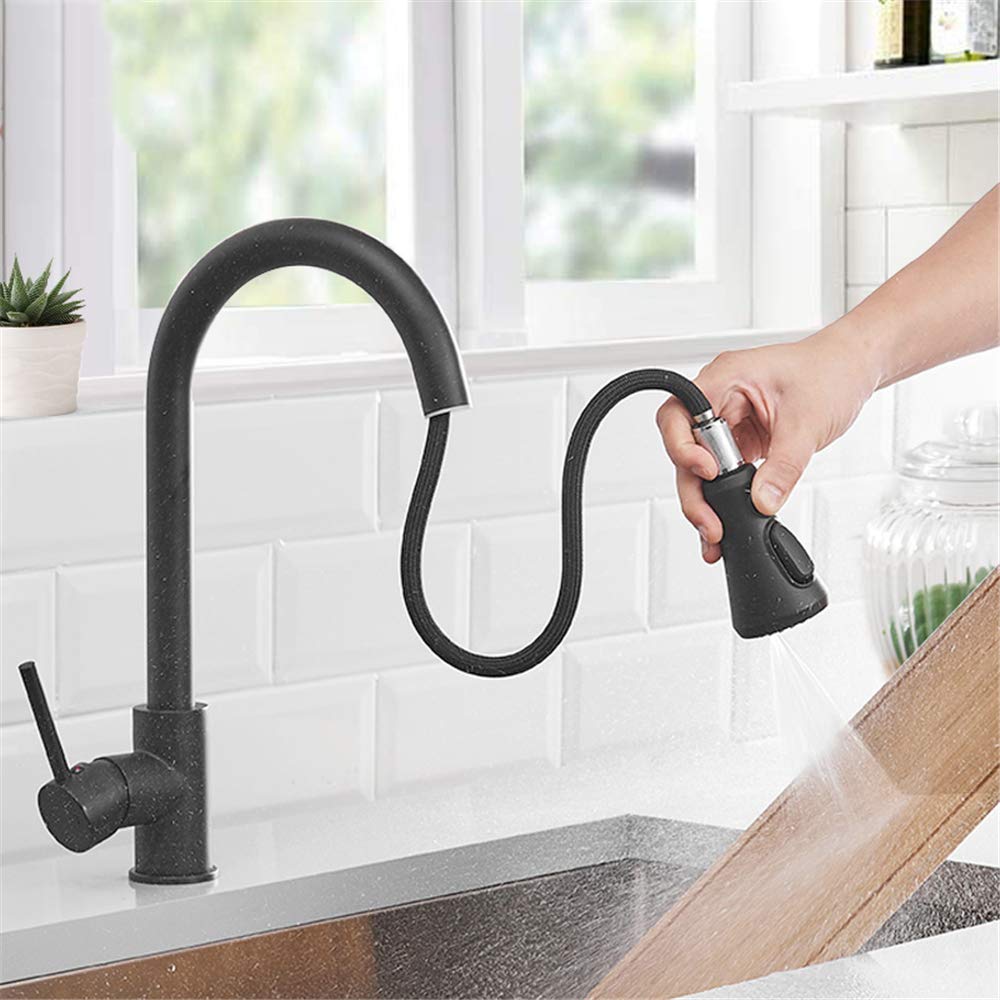 Mitigeur de cuisine pulvérisateur 3 voies noir pour nettoyer sans effort