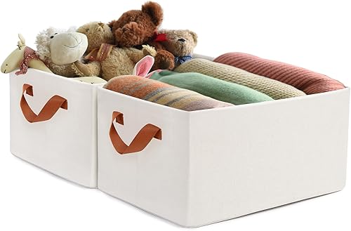 Cestas de almacenamiento para organizar, cubos de almacenamiento grandes de tela de 15.4 x 11.4 x 7.9 pulgadas para estantes, organizadores