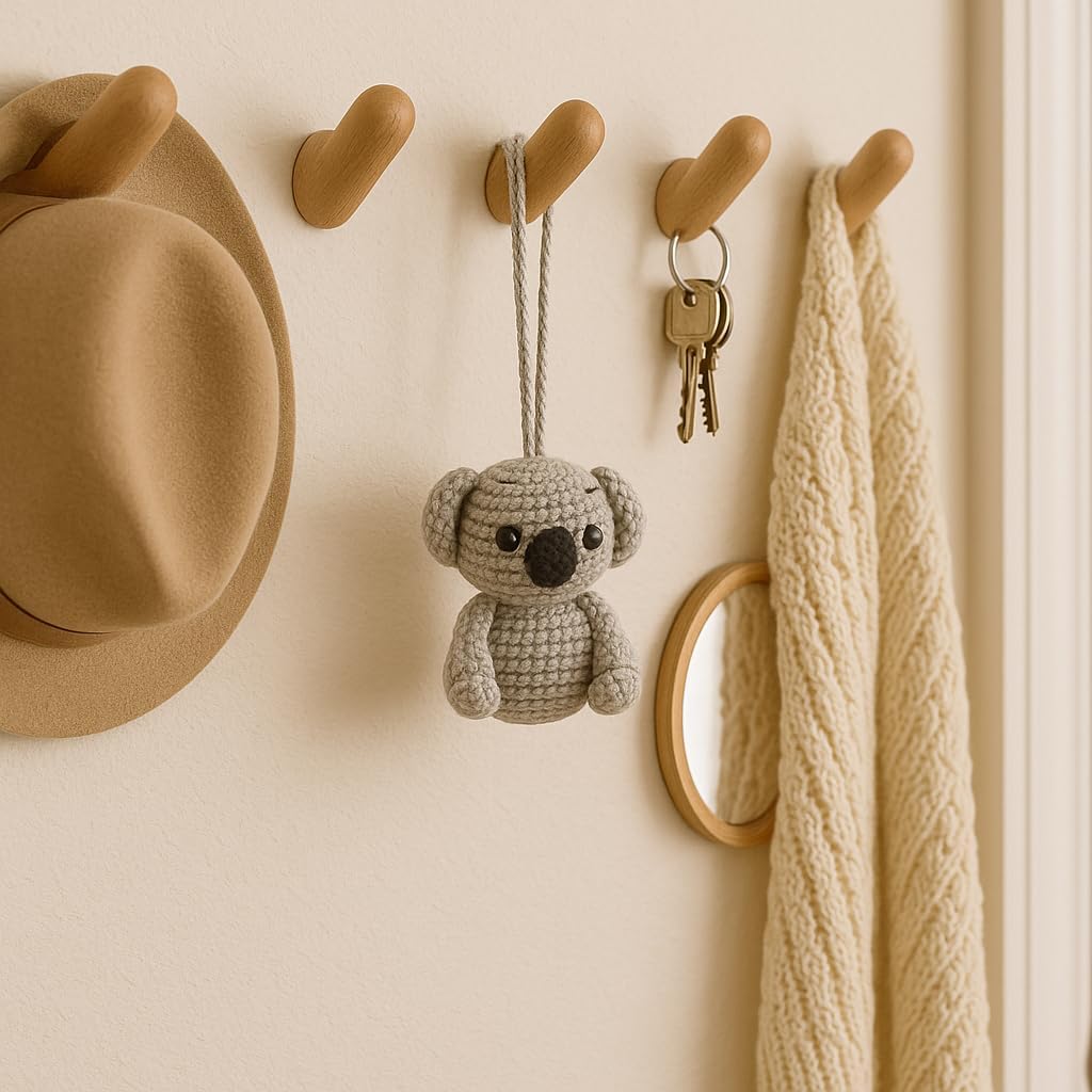 Small Koala Cute Car Ornament, Handmade Crochet Rear View Mirror Hanging Decoration, Koala Car Charm Accessory, Cute Bag Ornament, Gift for Women Girls image 2