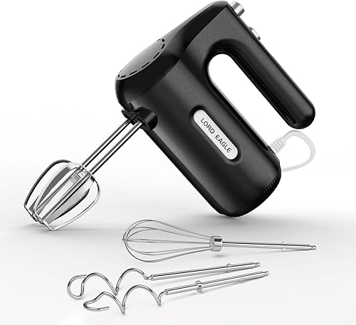 Lord Eagle Batidora de mano eléctrica de 5 velocidades, batidora compacta de 300 W para hornear, batir huevos, mezclar o cocinar, portátil y ligera,