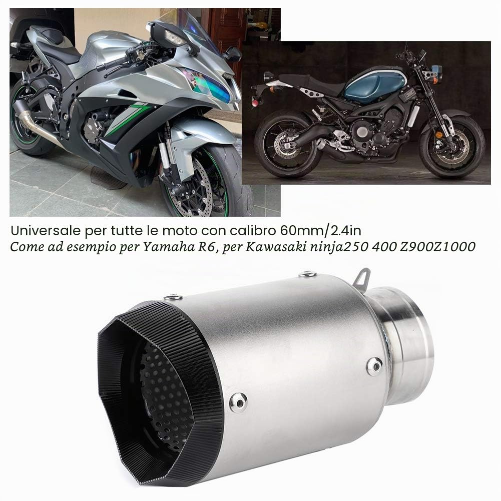 Terminale Scarico Racing in Titanio Punta Tubo Scarico Moto 60 mm 2 4 pollici Universale Accessori Moto per e Modifica Racing per Uso Strada Pista