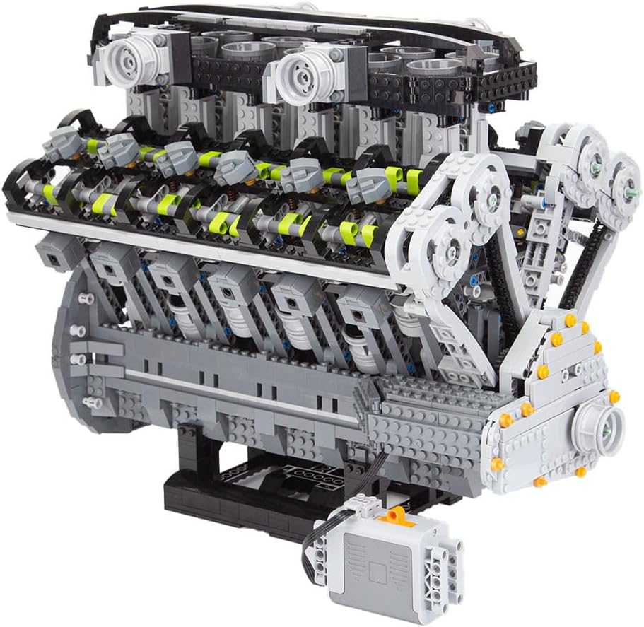Engine Building Kit, V12 Cylinder 6.5L Quad Cam 60° Mid Speed Engine Model, MOC Educational Experiment Toy Gift for Adults (3679PCS)