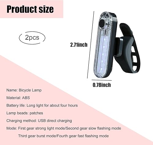 Miniatura 2 de 2 luces LED traseras para bicicleta, ultra brillantes, 4 modos, luces traseras de bicicleta, linterna de ciclismo impermeable, accesorios de