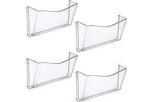 Azar Displays Clear Wall File Pocket for Document Storage, 4 Pack