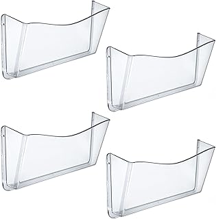 Azar Displays 250025 Clear Single Pocket Wall File with wallmount, 4 Count (Pack of 1)