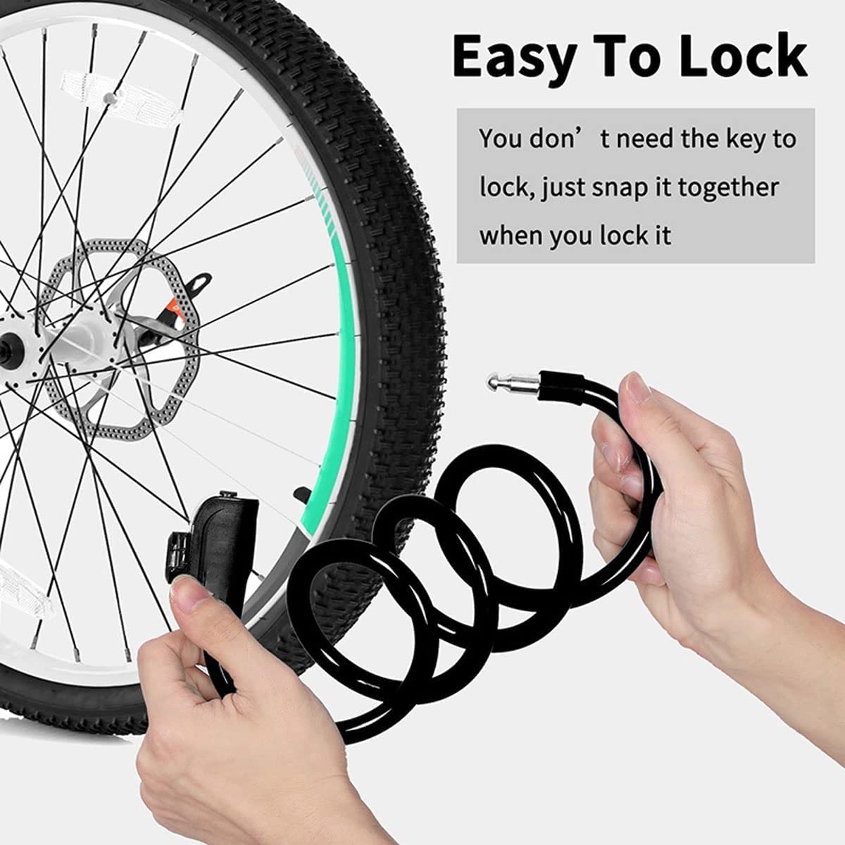 Lucchetti antifurto per Bici, per cancelli di Biciclette, Bici elettriche, Moto, con Nucleo in Rame, Lucchetto MTB in Acciaio Resistente, Lucchetto per Bicicletta (Blu 120 cm)
