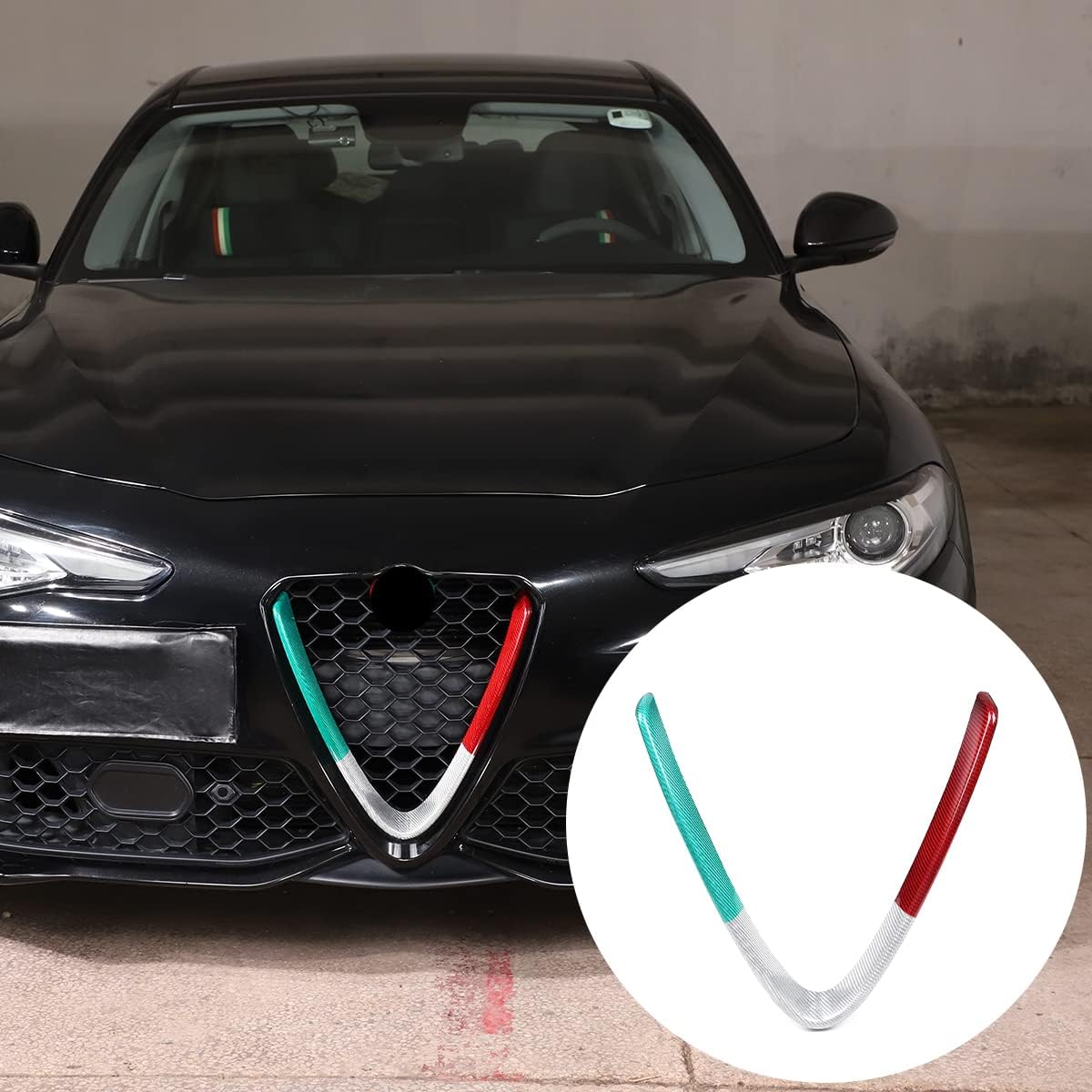 LLKUANG Real Carbon Fiber Front Grille Decoration Frame Trim Fit for Alfa Romeo Giulia Stelvio 2017-2020 Auto Accessories(NOT FIT Quadrifoglio!!!) (3 colors, Giulia)