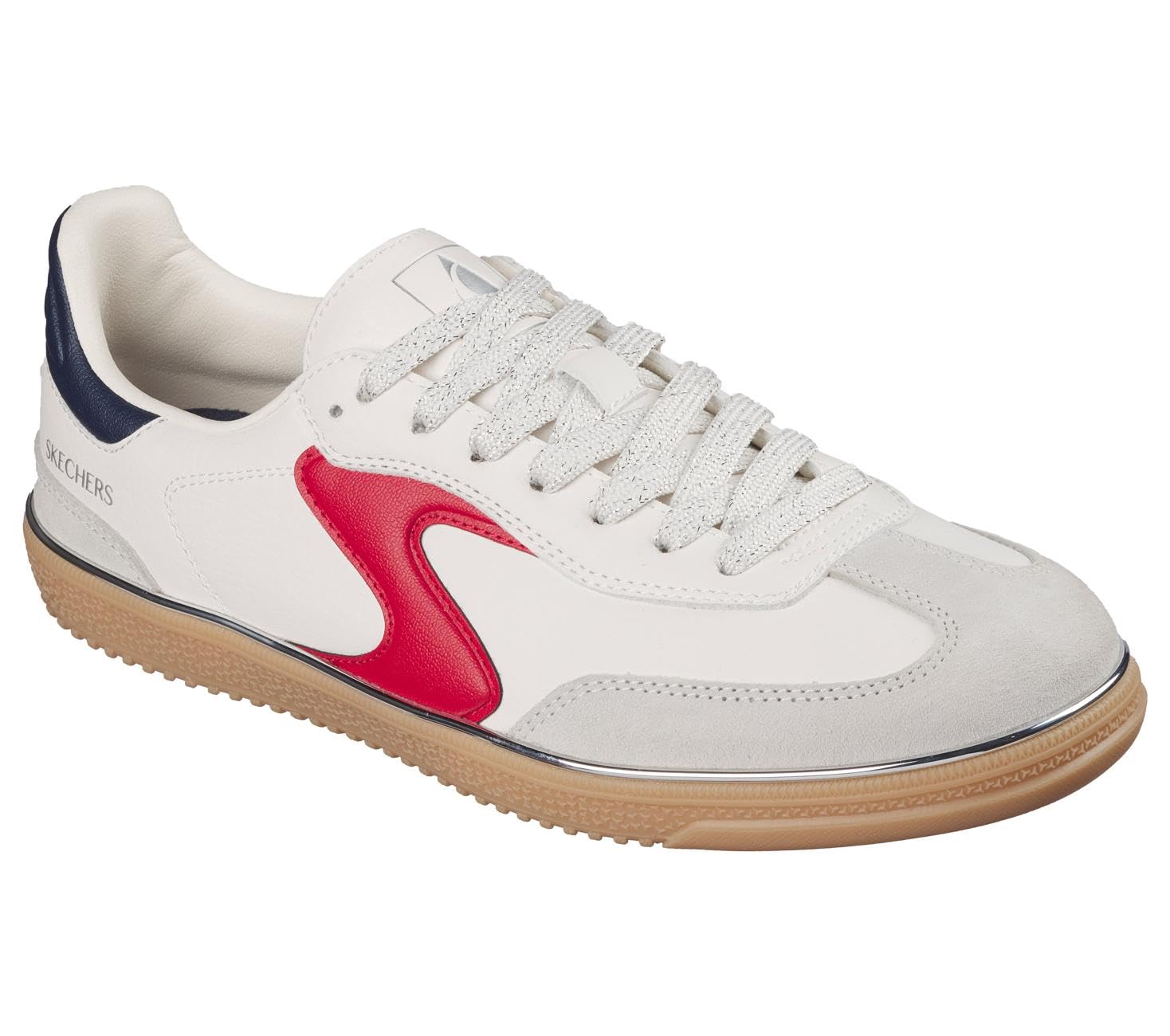Skechers Women's Hotshot Living Luxe Sneaker, White Duraleather/Leather/Navy/Red Trim, 4.5 UK