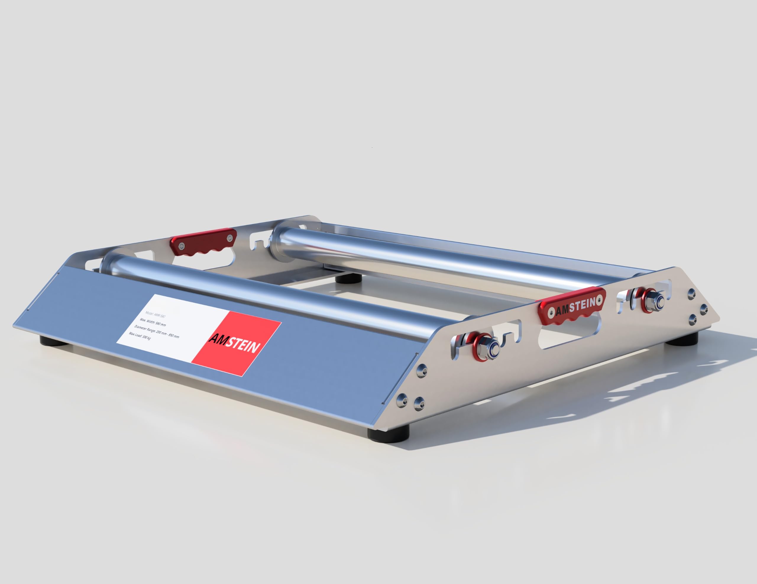 Profi Kabelabwickler AMR-580 mit 4 gebremsten Lenkrollen für Kabeltrommeln 200-850mm, bis 300kg Tragkraft, 600kg im Tandem, max 580mm Breite, robuster Trommelabroller verzinkt
