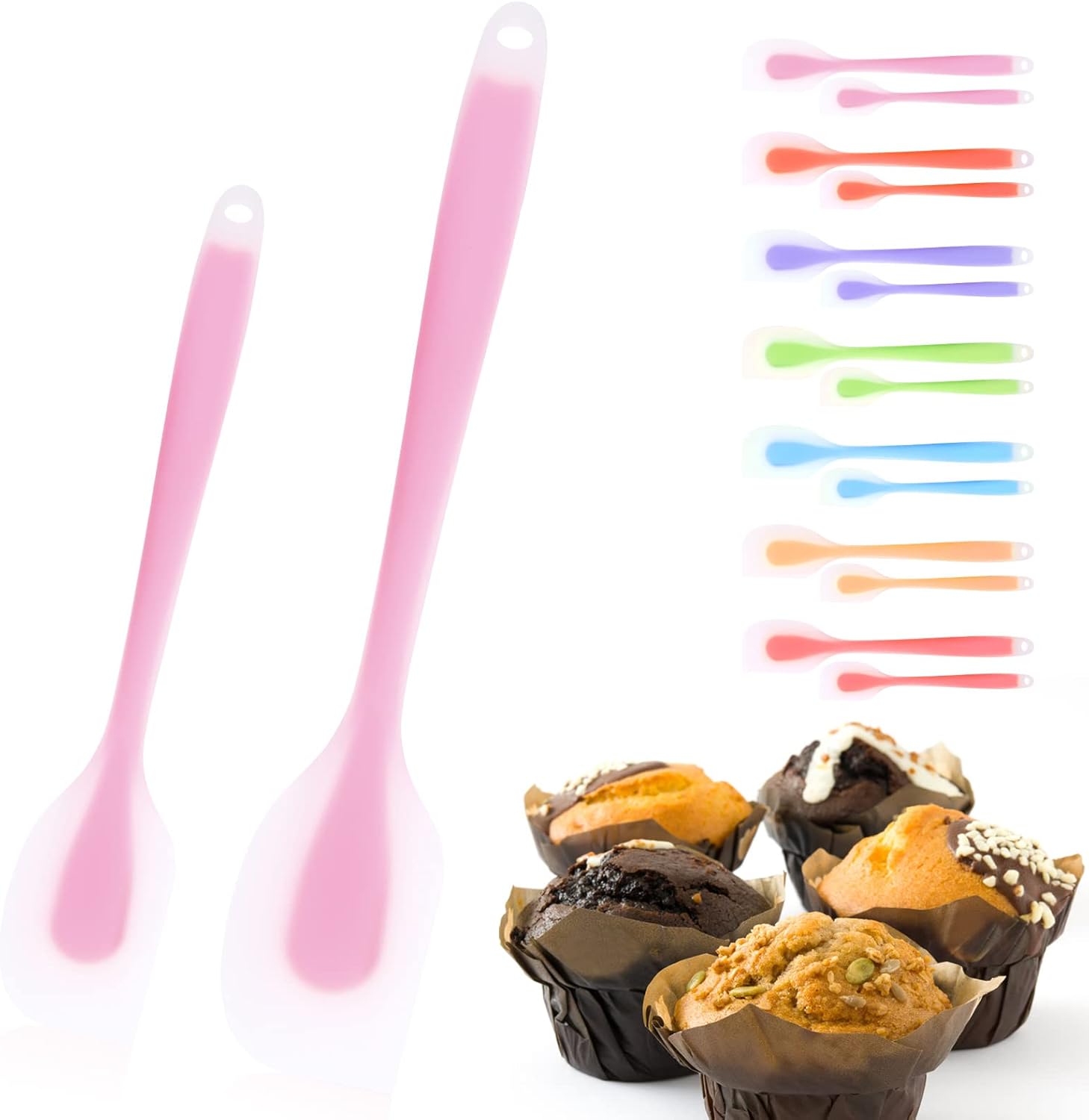 8 Pcs Silicone Spatulas, Spatulas Silicone Heat Resistant, Nylon Baking Spatulas for