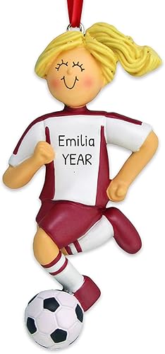 Miniatura 6 de Adorno de pelota de fútbol personalizado de Elfos, adornos de fútbol para niñas para árbol de Navidad, regalos únicos afroamericanos