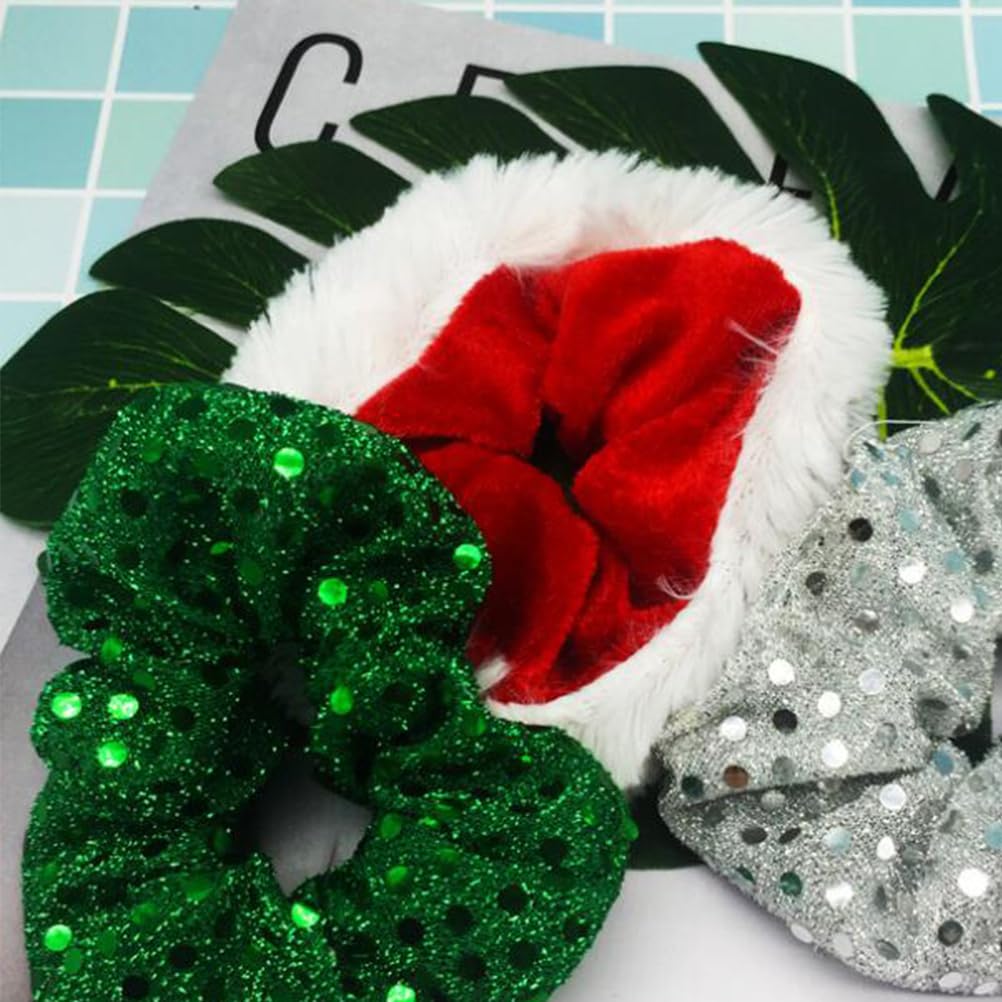 Amosfun 3PCS Christmas Hair Scrunchies Flip Sequins Hair Rope Elastic Hair Ties Hair Bands Hair Bobbles Hair Decoration for Women Girls