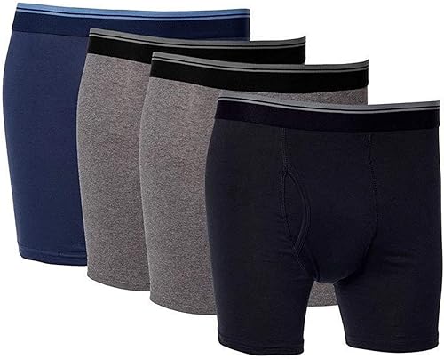 Kirkland Signature - Calzoncillos tipo bóxer para hombre, algodón pima, paquete de 4 unidades (multicolor, 3XL), Negro Azul