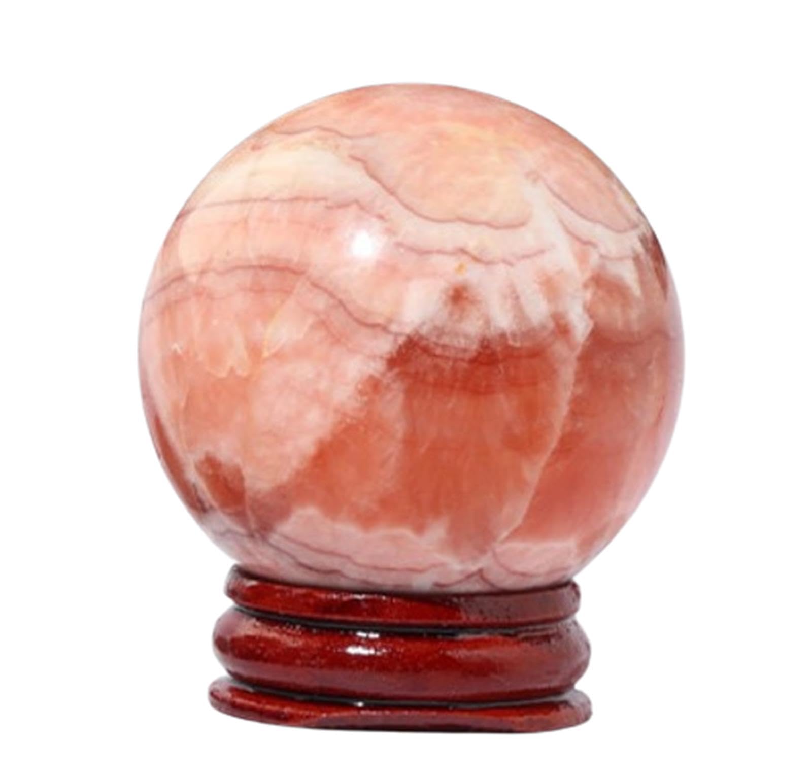 KCDFDVJFBM Crystal Sphere with Stand,Polished Red Meat Stone Ball Gemstone for Decoration and Feng Shui Ornament Gifts,40~45mm