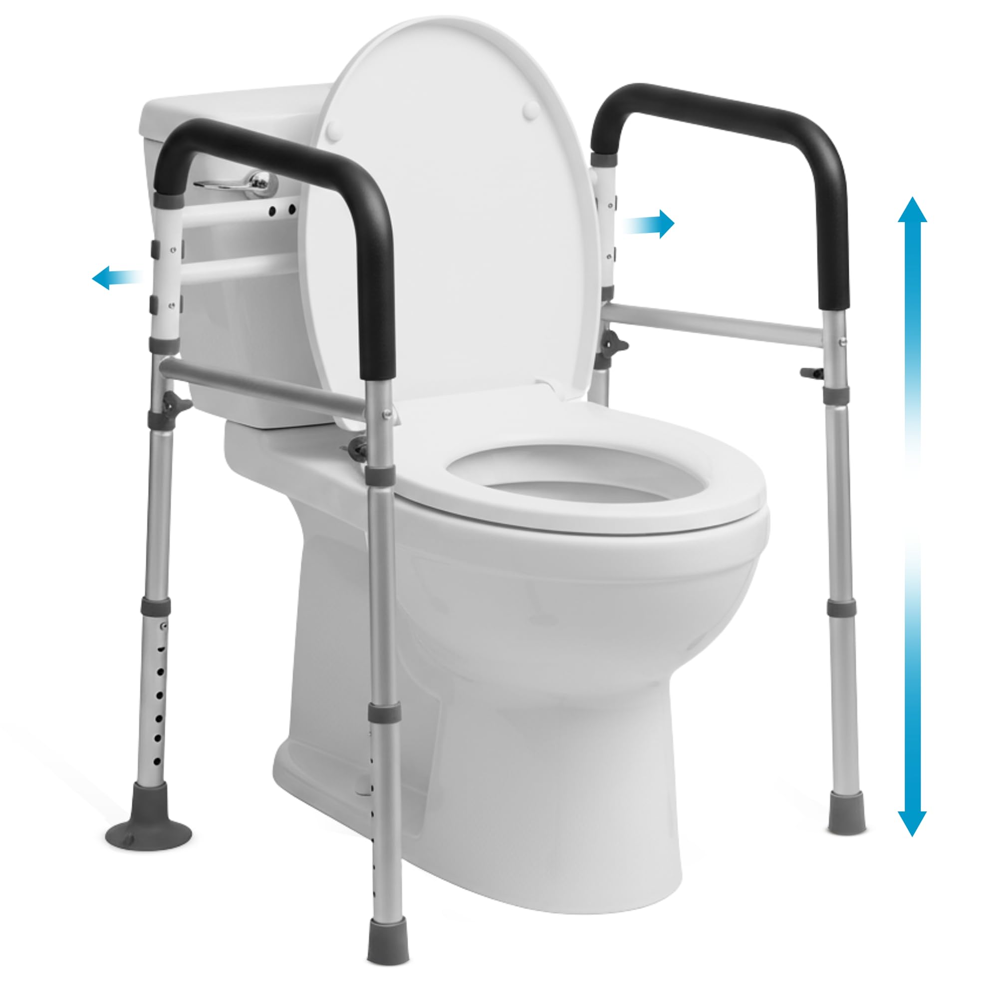 Photo 1 of Toilet Safety Rails with Handles – Adjustable Toilet Safety Frame for Seniors, Handicap & Disabled, Toilet Assistance for Elderly, Heavy-Duty Anti-Slip Support - Fits All Toilets (Black)
