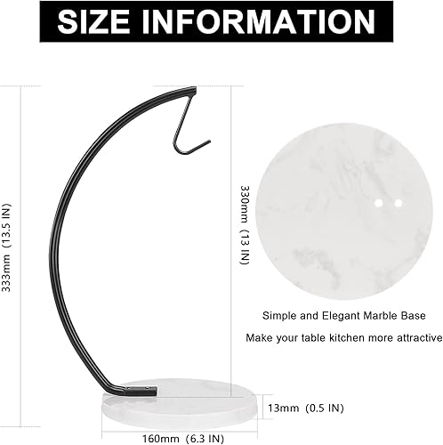 Miniatura 2 de Livabber Soporte de plátano con base de mármol colgador de plátano de metal moderno con gancho organizador de almacenamiento de frutas frescas