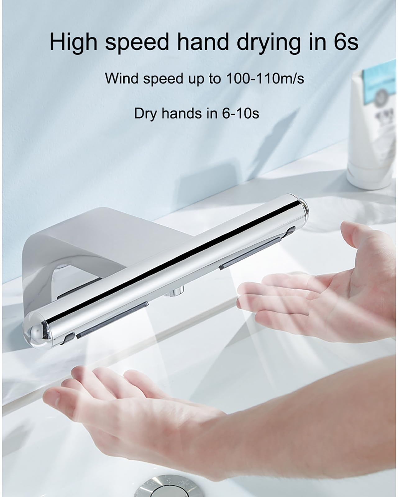 Asciugamani e rubinetto con sensore automatico, soluzione 2 in 1 per lavaggio e asciugatura delle mani, asciugatura rapida 6s, per cucina e bagno