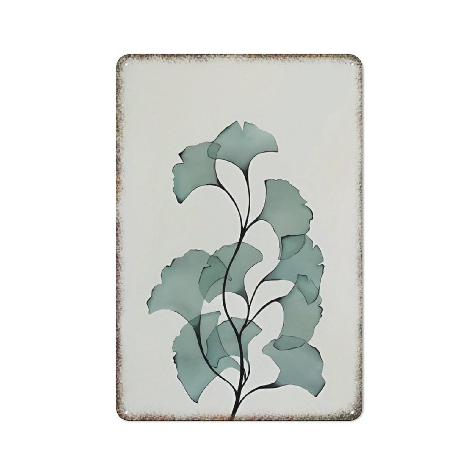 Simple Leaf Botanical Print Metal Poster Living Room Farmhouse High Gloss Vintage Home Wall Decor 8x12 Inch