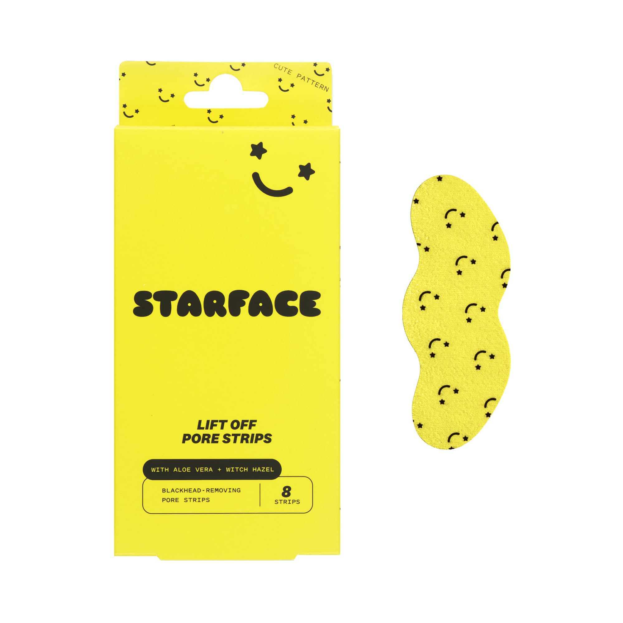 Starface Tiras de poros, removedor de puntos negros, tira de limpieza profunda para la nariz, parches para poros (amarillo, 8 unidades)