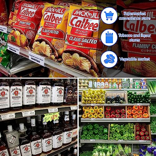 Shelf Label Holder 100 Pcs, Basket Labels Clip On, Shelf Labels for Storage Bins Labels, Wire Shelf Clips with Label Paper Inserts, Merchandise Sign Display Holder, Compatible with 1-1/4 Inch Shelve