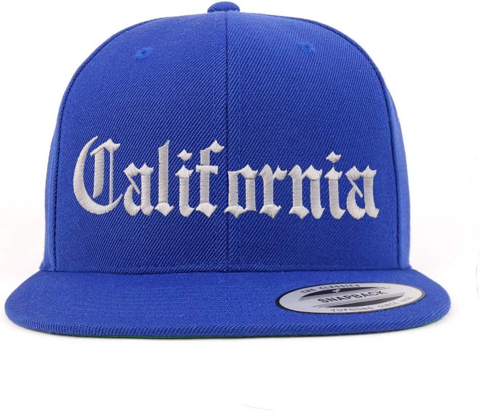 Trendy Apparel Shop California State Old English Embroidered Flatbill Snapback