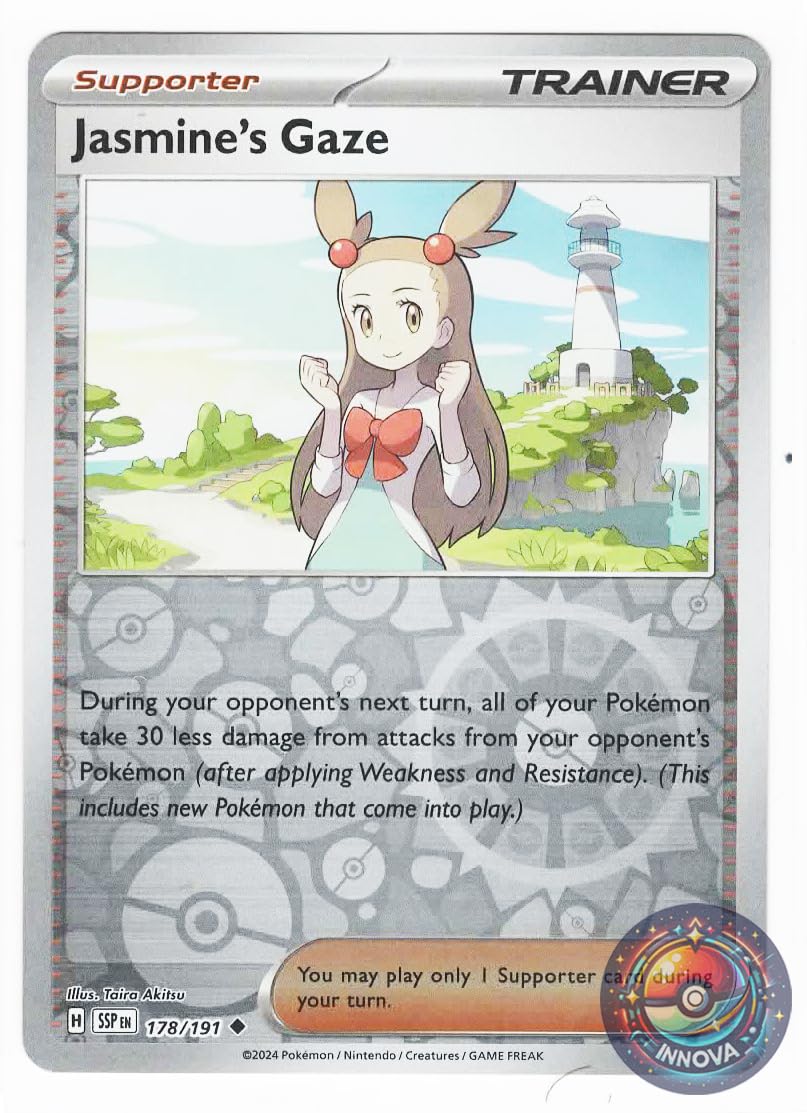 Amazon.com: Pokemon - Jasmine's Gaze 178/191  Surging Sparks  Reverse  Foil  Single Card : Toys & Games