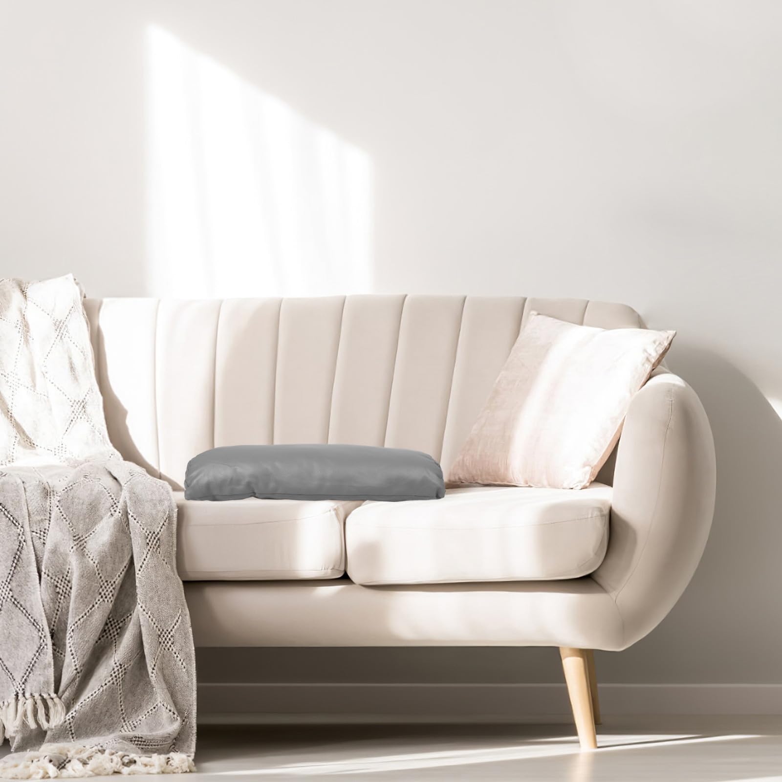 Cojín para Reposapiés Almohada de Cuello Largo PU Soporte Cómodo para Piernas y Rodillas, para Dormitorios y Ocio, Gris
