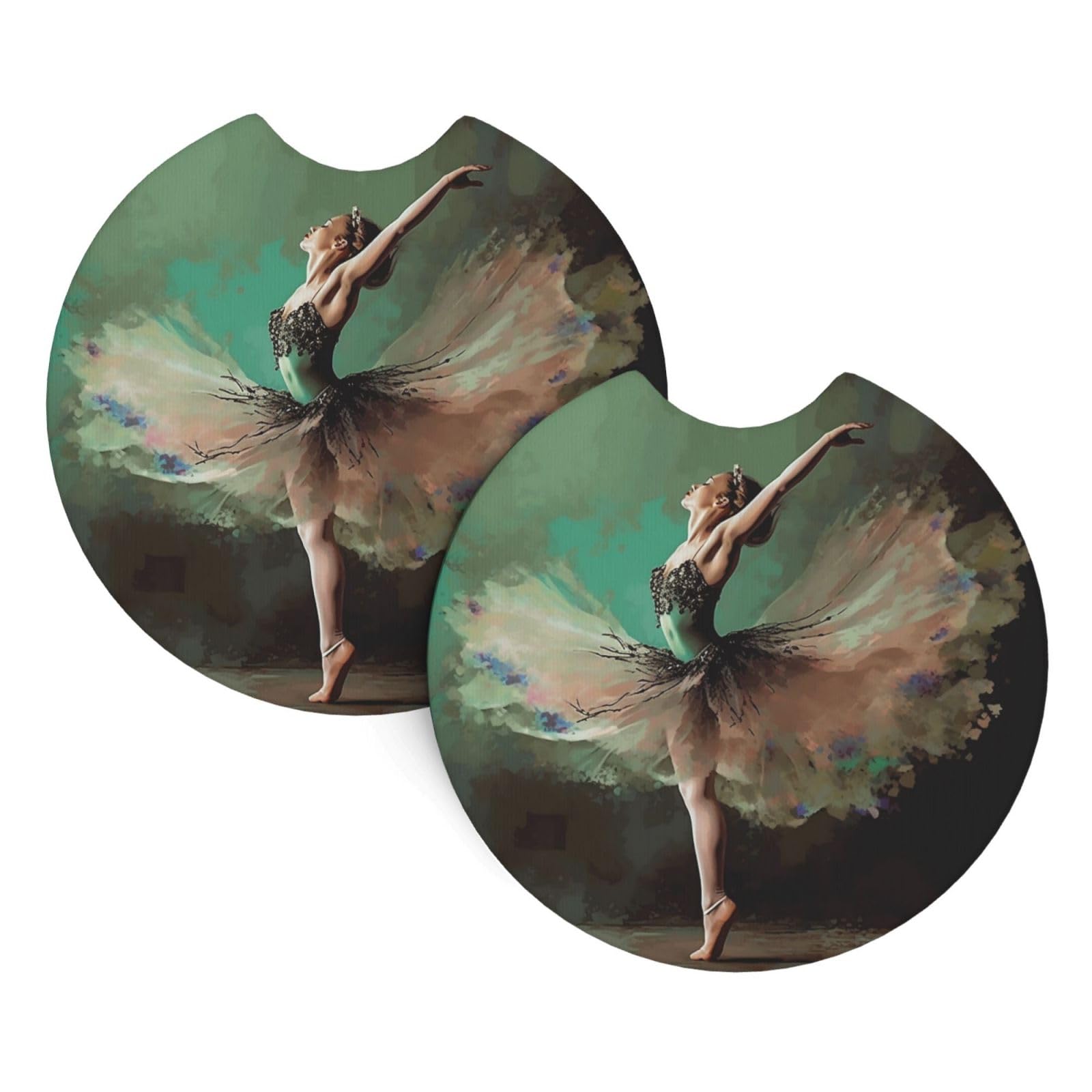 2PCS Car Coaster for Cup Holders Universal Auto Cup Mat Ballerina Like Butterfly Cup Coaster Pad 2.7" Waterproof Neoprene Non-Slip Cup Holder Coasters Car Interior Accessories for Women Men