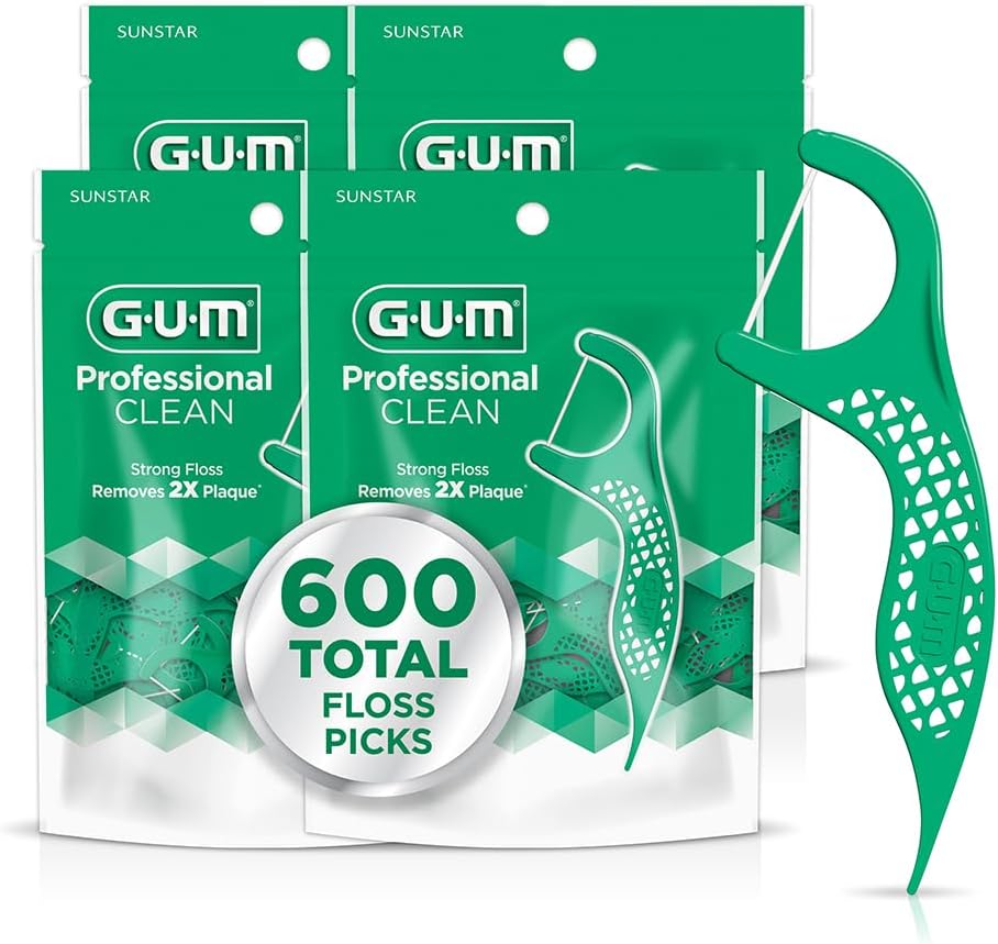 Professional Clean Floss Picks - Extra Strong Shred-Resistant Floss, Easy Grip Handle - Dental Flossers for Adults - Fresh Mint Flavor, 150ct (4pk)