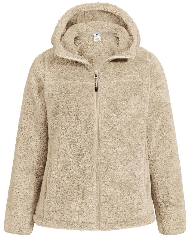 Pioneer Camp Fleecejacke Damen mit Kapuze Warm Flauschig...