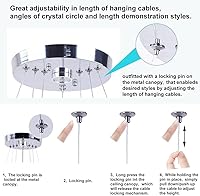 Vista 4 de Candelabros LED, moderno candelabro de cristal para comedor, sala de estar, lámpara colgante de techo LED, 4 anillos, candelabros ajustables