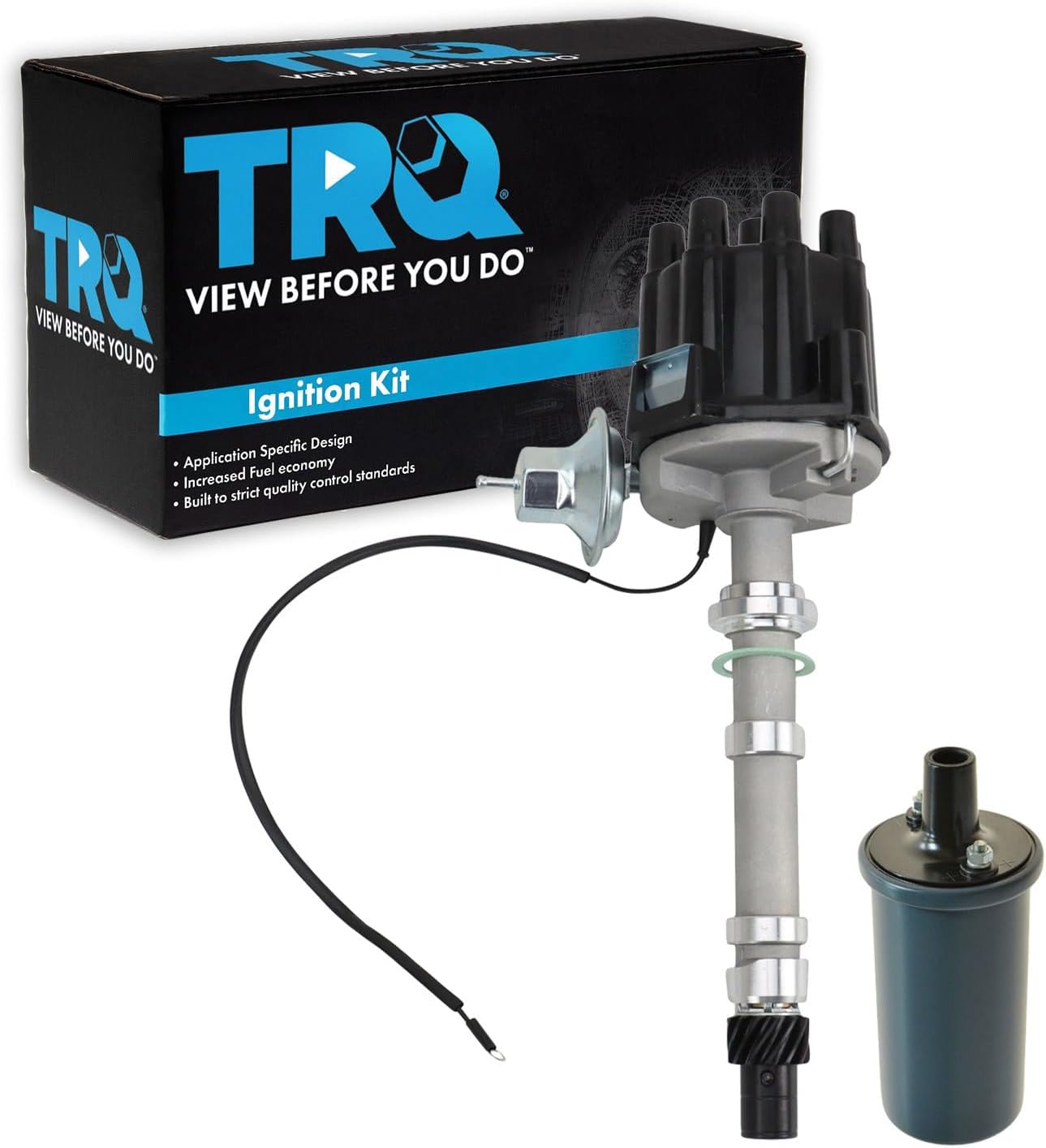 TRQ Ignition Coil Kit 2 Piece Compatible with 1967-1974 Chevrolet Camaro Chevelle Corvette El Camino Impala Nova GMC C15/C1500 Pickup C25/C2500 Pickup Sprint 1971-1972 Pontiac Ventura