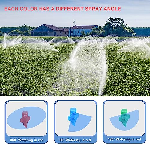 Pannow 150 Pcs Micro Garden Lawn Water Spray, Misting Nozzle Sprinkler Irrigation System (90 Degree,180 Degree,360 Degree) #TOP3